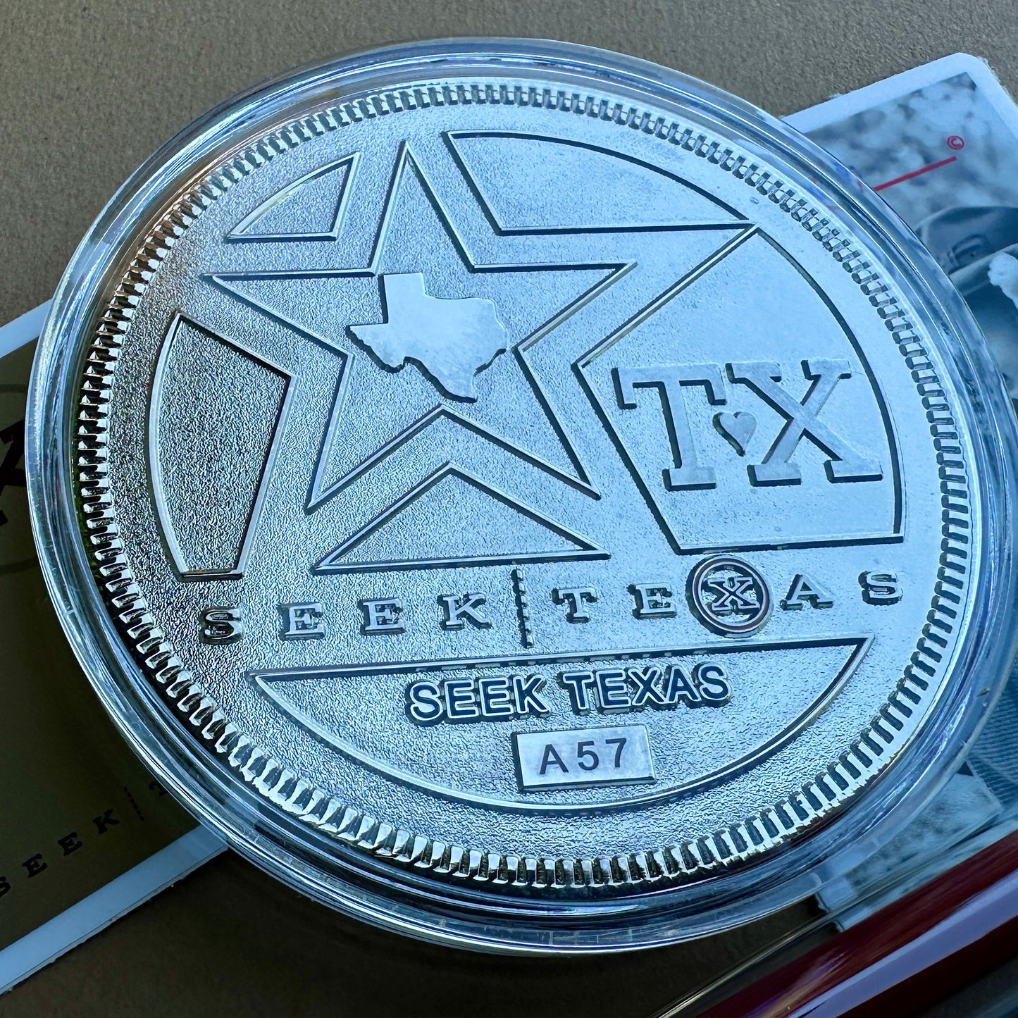 ALL (4) SeekTexas Pencils + 3” Limited Edition SeekTexas© “A-Series” Medallion